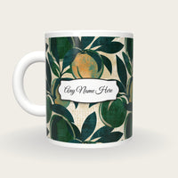 Screenprint Peaches Name Mug, back with the second name label