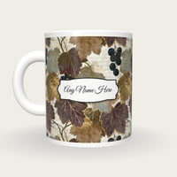 Woodblock Currants Name Mug, back with the second name label