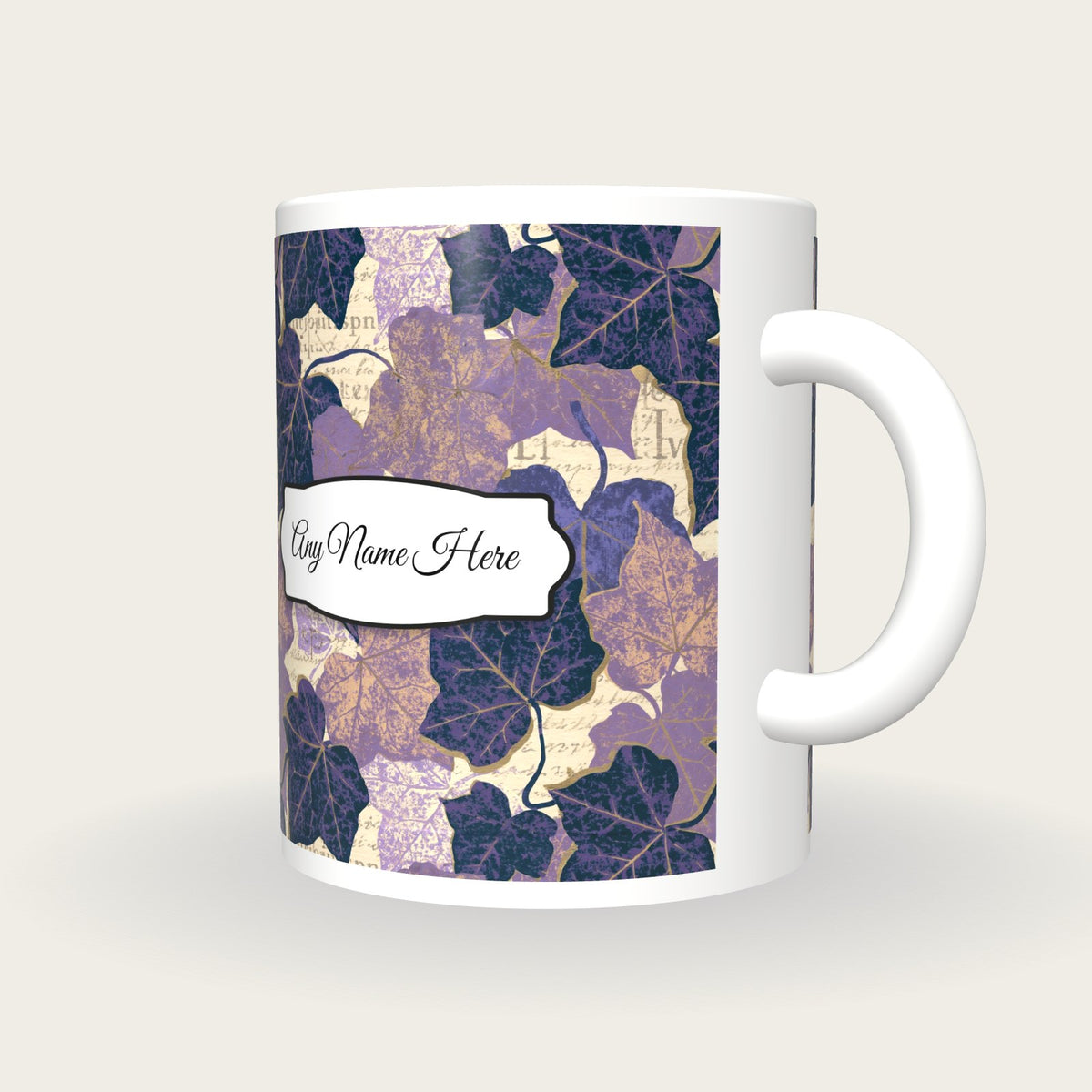 Blueprint Ivy Name Mug, three-quarter view