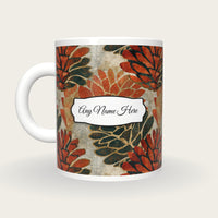 Lithograph Pine Cones Name Mug 2, back with the second name label
