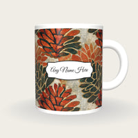 Lithograph Pine Cones Name Mug 2, front with the name label