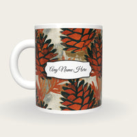 Lithograph Pine Cones Name Mug, back with the second name label
