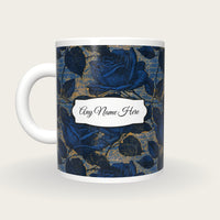 Woodcut Climbing Roses Name Mug, back with the second name label