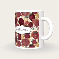 Naturalist Strawberries Mulled Name Mug, three-quarter view