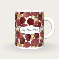 Naturalist Strawberries Mulled Name Mug, front with the name label
