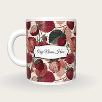 Naturalist Strawberries Mulled Name Mug 2, back with the second name label