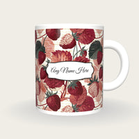 Naturalist Strawberries Mulled Name Mug 2, front with the name label