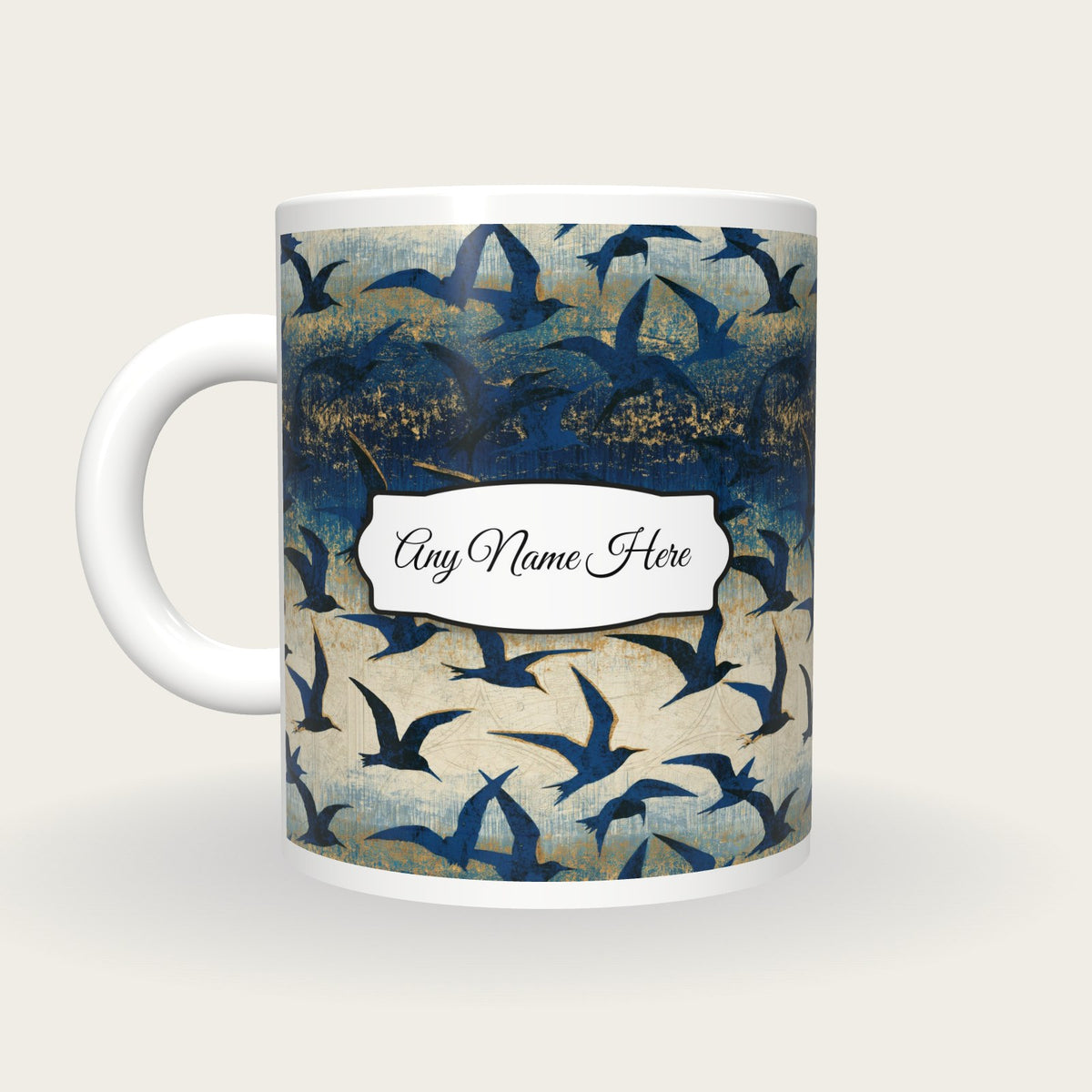 Etching Terns Name Mug, back with the second name label