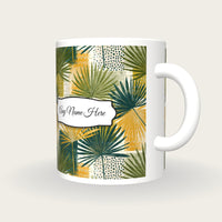 Memphis Neon Palms Name Mug 2, three-quarter view