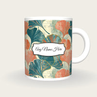Paper Marbling Gingko Name Mug 2, front with the name label