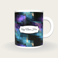 Pixel Cyan Abstract Name Mug, front with the name label