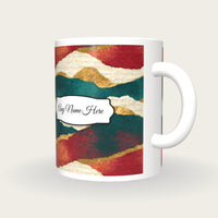 Torn Paper Jade Abstract Name Mug, three-quarter view