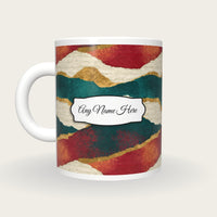 Torn Paper Jade Abstract Name Mug, back with the second name label