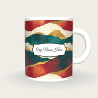 Torn Paper Jade Abstract Name Mug, front with the name label