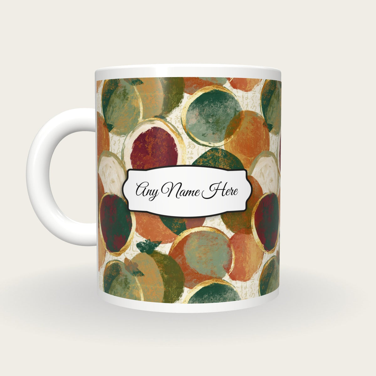 Oil Pastel Guavas Name Mug, back with the second name label