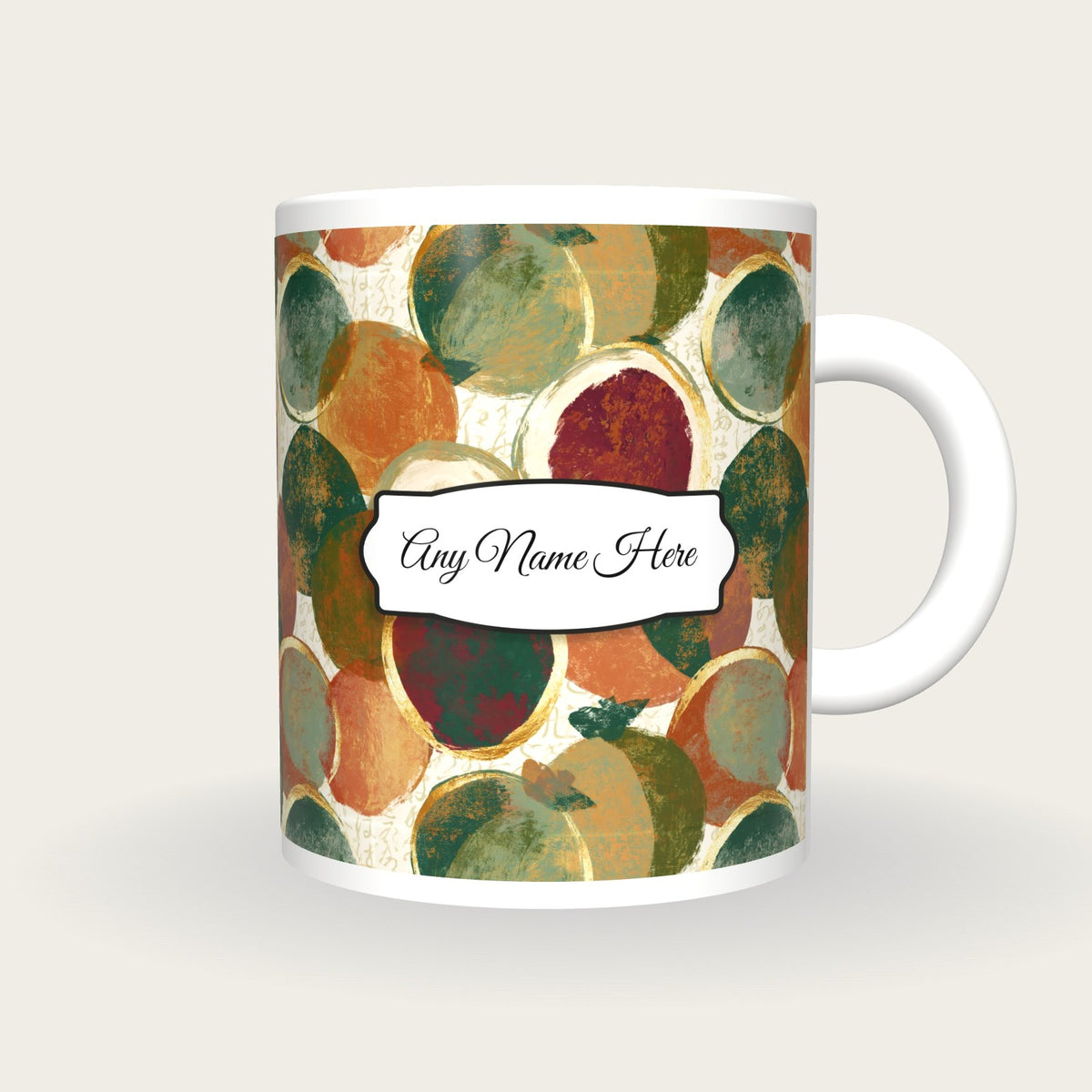 Oil Pastel Guavas Name Mug, front with the name label