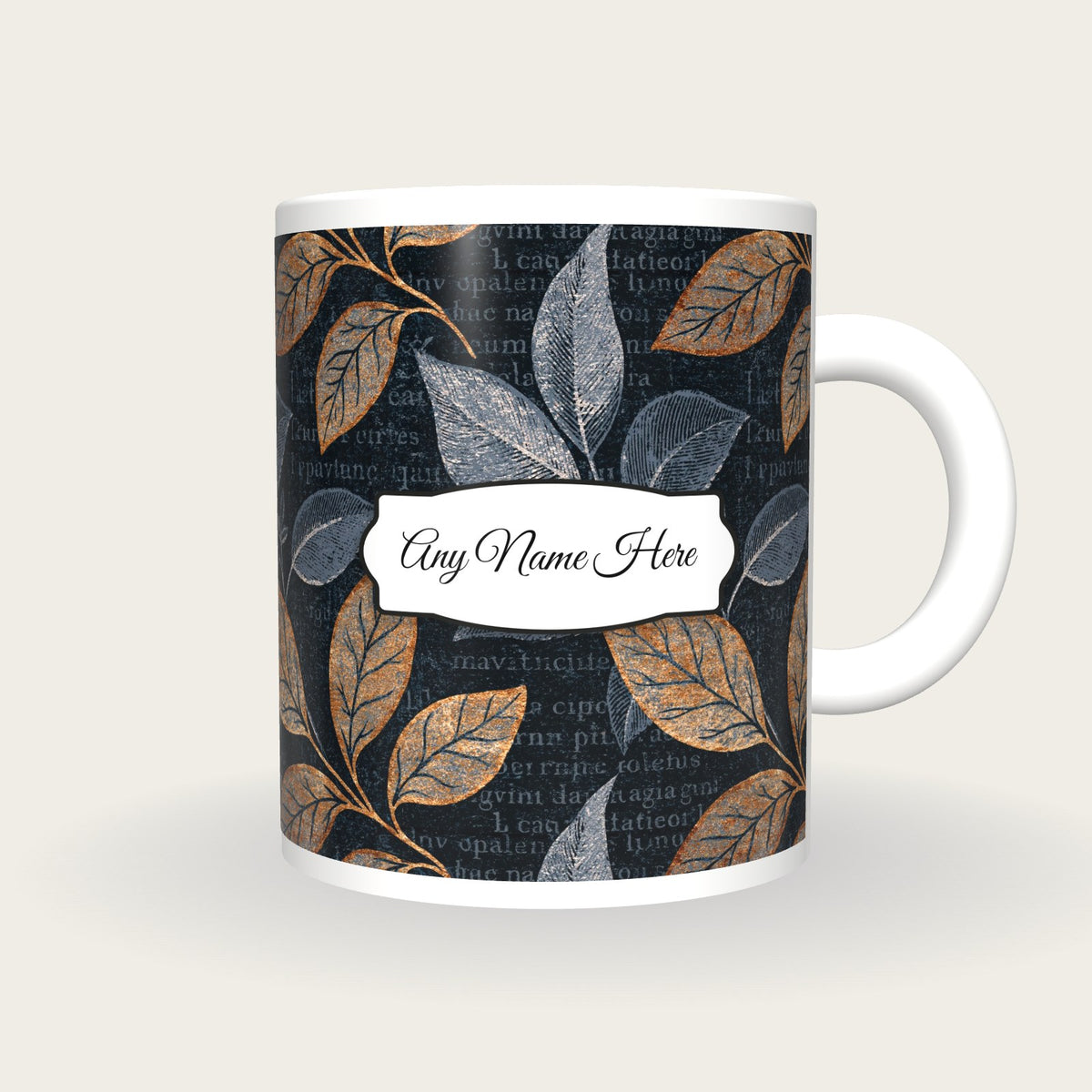 Scratchboard Burins Name Mug, front with the name label