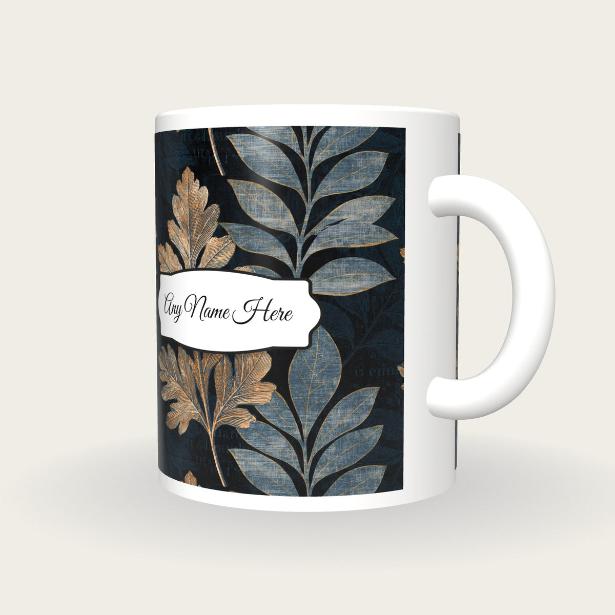Scratchboard Burins Name Mug 2, three-quarter view