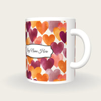 Watercolour Hearts Name Mug 2, three-quarter view