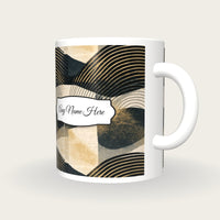 Screenprint Black Abstract Name Mug, three-quarter view