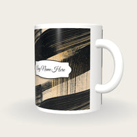 Screenprint Black Abstract Name Mug 2, three-quarter view