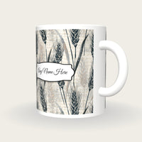 Woodblock Wheat Name Mug 2, three-quarter view