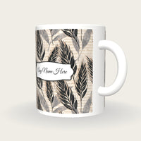 Woodblock Wheat Name Mug, three-quarter view