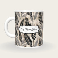 Woodblock Wheat Name Mug, back with the second name label