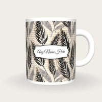 Woodblock Wheat Name Mug, front with the name label