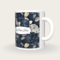 Scratchboard Roses Name Mug, three-quarter view