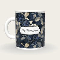 Scratchboard Roses Name Mug, back with the second name label