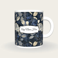 Scratchboard Roses Name Mug, front with the name label