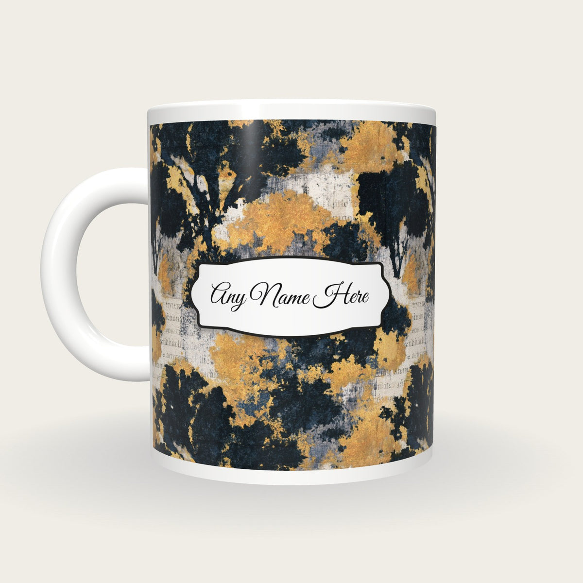 Screenprint Lichen Name Mug, back with the second name label