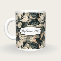Woodcut Gardenias Name Mug, back with the second name label