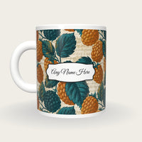 Woodblock Blackberries Name Mug, back with the second name label