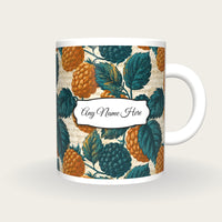 Woodblock Blackberries Name Mug, front with the name label