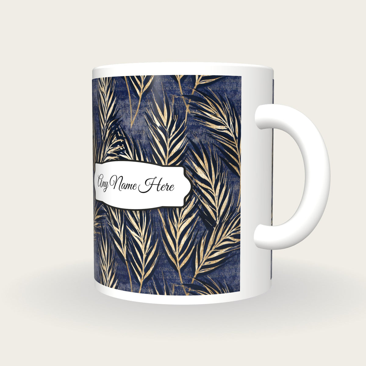Woodblock Wheat Name Mug 4, three-quarter view