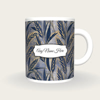 Woodblock Wheat Name Mug 3, front with the name label