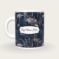 Woodcut Wildflowers Name Mug, back with the second name label