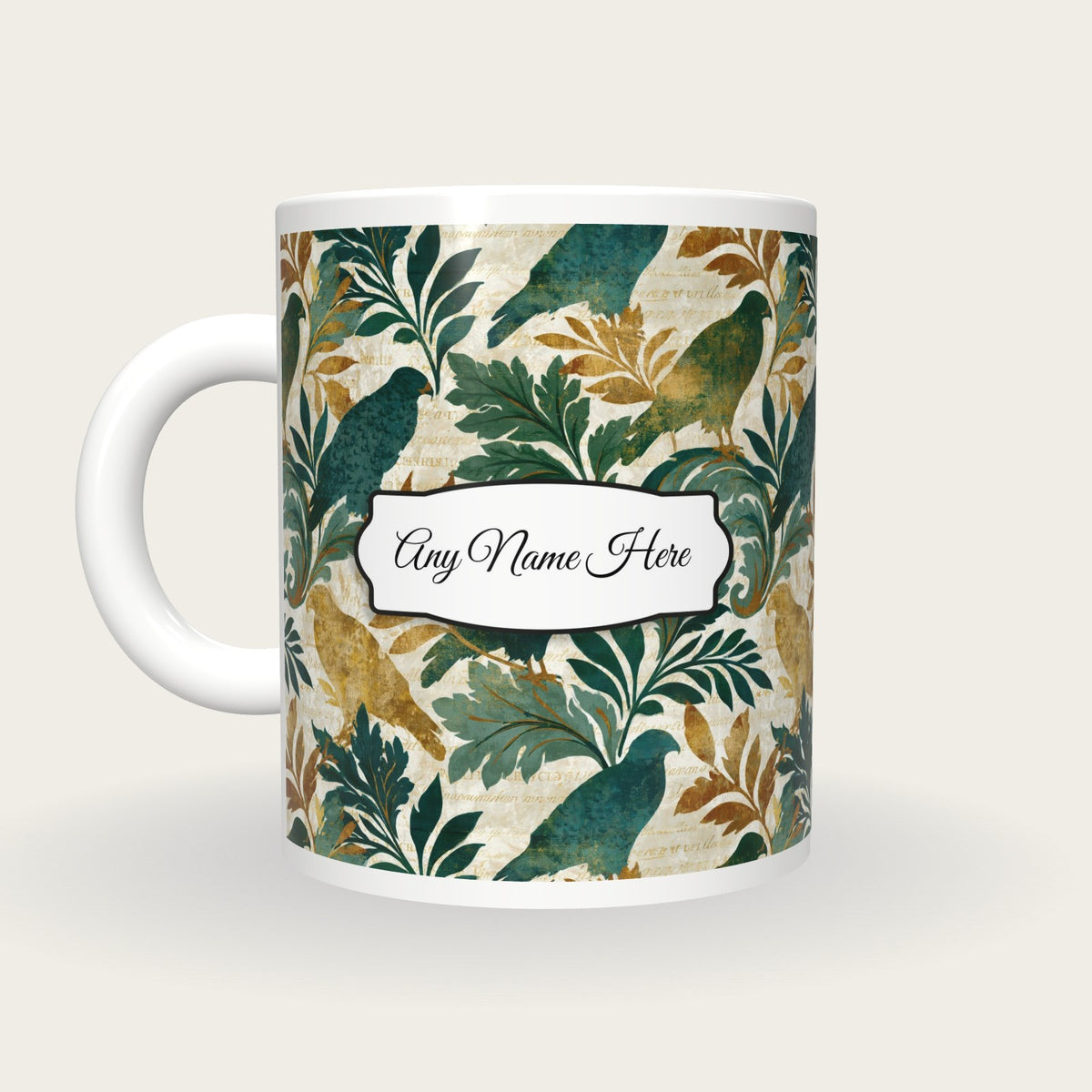 Baroque Hawks Name Mug, back with the second name label