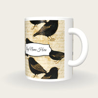 Coloured Pencil Lovebirds Name Mug 2, three-quarter view