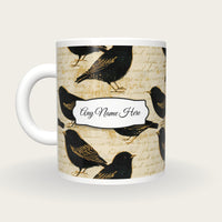 Coloured Pencil Lovebirds Name Mug 2, back with the second name label