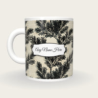 Risograph Evergreen Sprigs Name Mug, back with the second name label