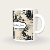 Risograph Evergreen Sprigs Name Mug 2, three-quarter view