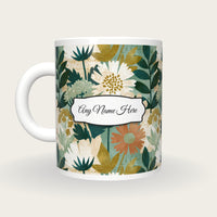 Risograph Wildflowers Name Mug, back with the second name label