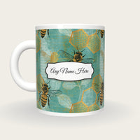 Lithograph Honey Bees Name Mug 3, back with the second name label