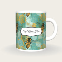 Lithograph Honey Bees Name Mug 3, front with the name label