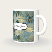 Lithograph Honey Bees Name Mug, three-quarter view