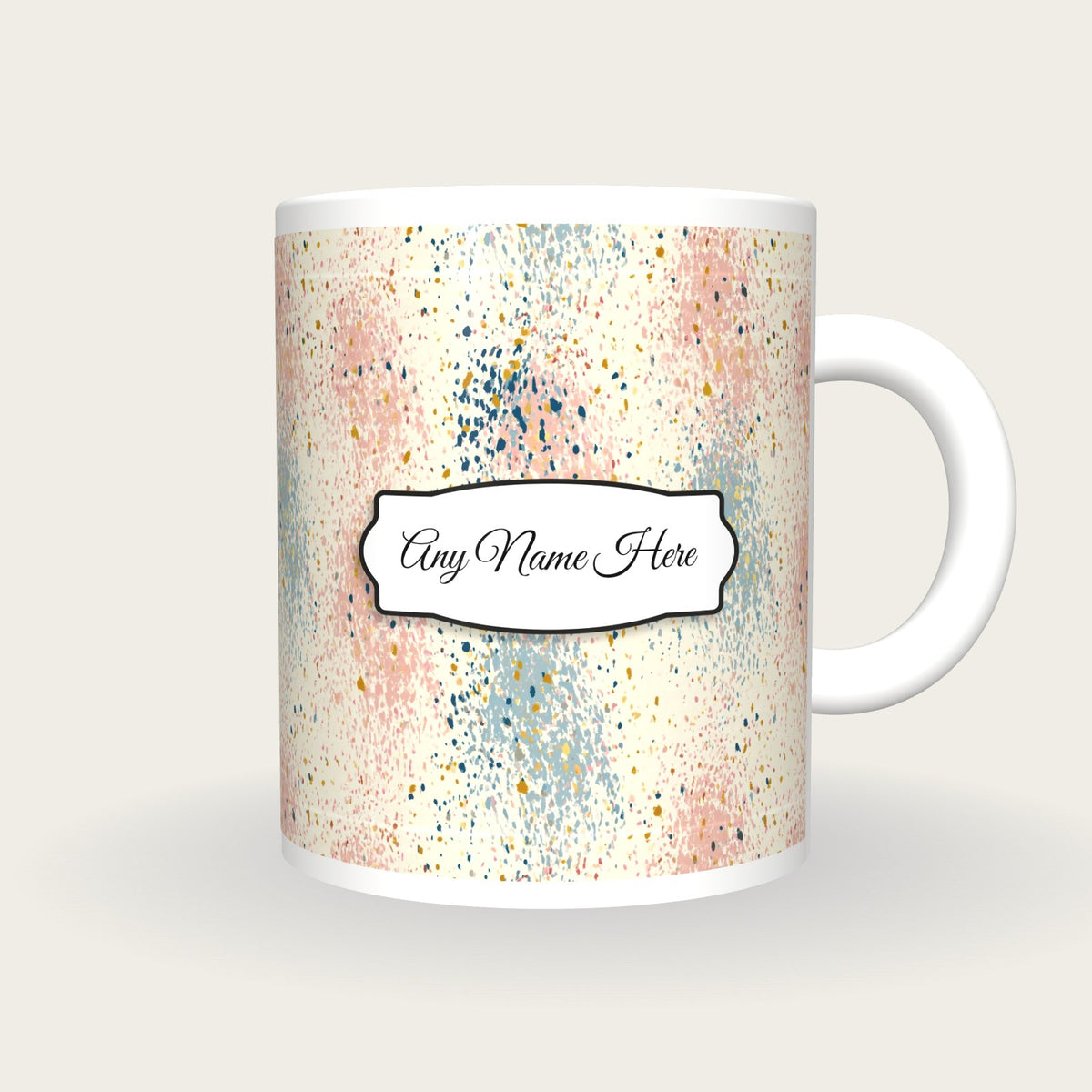 Mid Century Embers Name Mug 2, front with the name label
