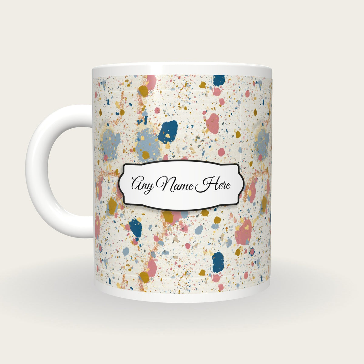 Mid Century Embers Name Mug, back with the second name label